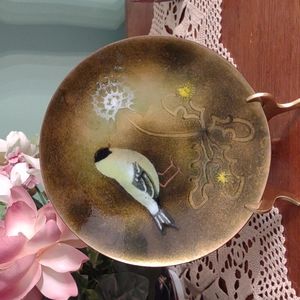Brumm Enamel Bird Plate Signed Plate